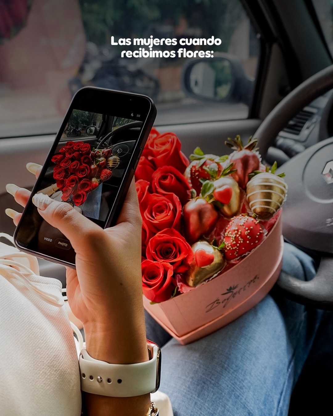 Corazón Rosas y Fresas de Boquerón Flores