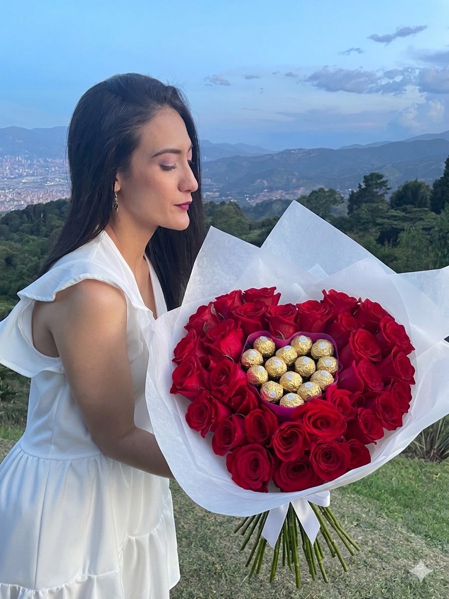 Rosas Corazón y Ferrero de Boquerón Flores